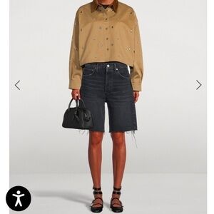 Agolde Black Highrise Button Fly Jeans Shorts Raw Hem